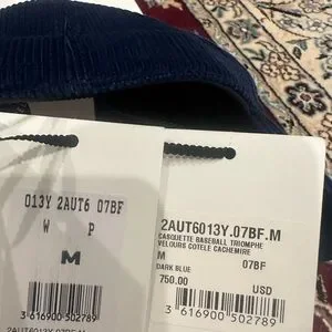 Celine | Accessories | Celine Blue Corduroy Cap With Gold  display picture 2